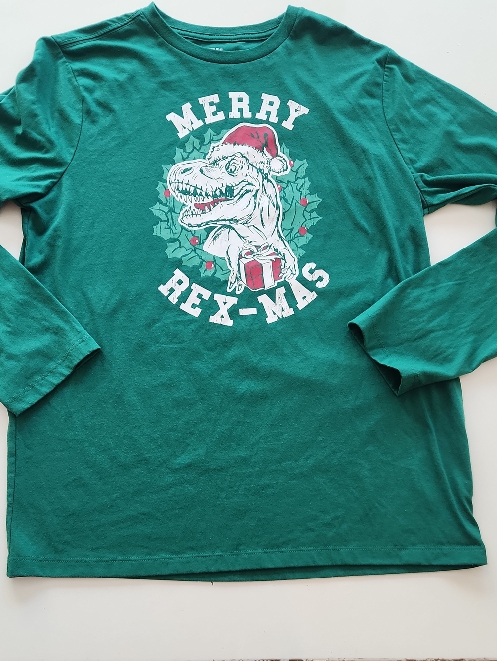 Holiday Time Christmas Dinosaur Long Sleece Tshirt XXL 18